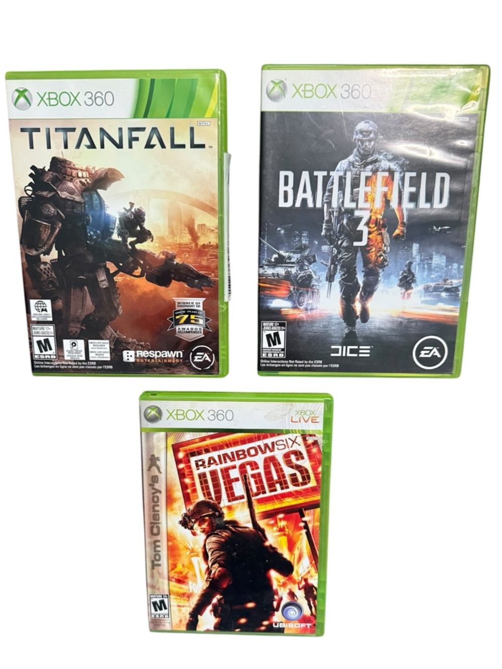 Xbox 360 Game Lot: Titanfall, Battlefield 3, Rainbow Six Vegas - Tested